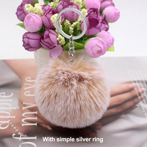 20 Colors Fluffy Fur Pom Pom Keychains Soft Faux Rex Rabbit Fur Ball Car Keyring Pompom Key Chains Women Bag Pendant Jewelry Diy