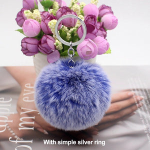 20 Colors Fluffy Fur Pom Pom Keychains Soft Faux Rex Rabbit Fur Ball Car Keyring Pompom Key Chains Women Bag Pendant Jewelry Diy