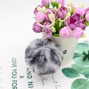 20 Colors Fluffy Fur Pom Pom Keychains Soft Faux Rex Rabbit Fur Ball Car Keyring Pompom Key Chains Women Bag Pendant Jewelry Diy