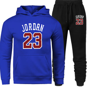 New 2019 Brand Tracksuit Fashion JORDAN 23 Men Sportswear Two Piece Sets All Cotton Fleece Thick Hoodie+Pants Sporting Suit Male