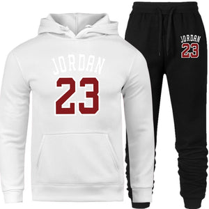 New 2019 Brand Tracksuit Fashion JORDAN 23 Men Sportswear Two Piece Sets All Cotton Fleece Thick Hoodie+Pants Sporting Suit Male