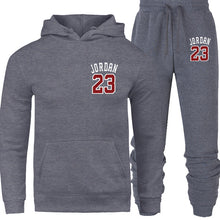 Load image into Gallery viewer, New 2019 Brand Tracksuit Fashion JORDAN 23 Men Sportswear Two Piece Sets All Cotton Fleece Thick Hoodie+Pants Sporting Suit Male