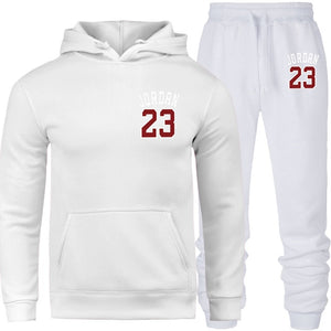New 2019 Brand Tracksuit Fashion JORDAN 23 Men Sportswear Two Piece Sets All Cotton Fleece Thick Hoodie+Pants Sporting Suit Male