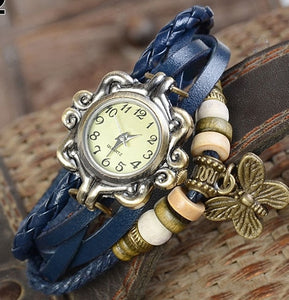 2019Women Casual Vintage Multilayer Butterfly Faux Leather Bracelet Ladies Wrist Watch Dropshipping Handmade Braided Dreamcatche