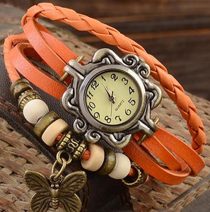 2019Women Casual Vintage Multilayer Butterfly Faux Leather Bracelet Ladies Wrist Watch Dropshipping Handmade Braided Dreamcatche