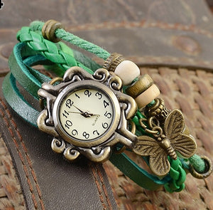 2019Women Casual Vintage Multilayer Butterfly Faux Leather Bracelet Ladies Wrist Watch Dropshipping Handmade Braided Dreamcatche