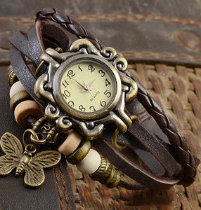 2019Women Casual Vintage Multilayer Butterfly Faux Leather Bracelet Ladies Wrist Watch Dropshipping Handmade Braided Dreamcatche