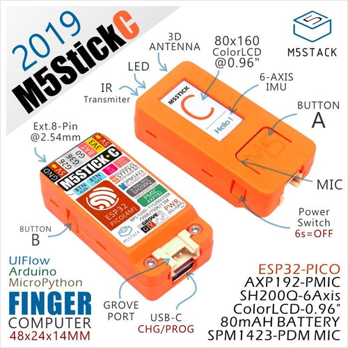 New Arrival ! 2019 M5StickC ESP32 PICO Mini IoT Development Board Finger Computer with Color LCD
