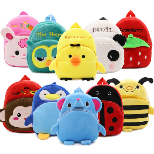 Cute Cartoon Animal Mini Plush Backpack Baby Toy School Bag Kids Outdoor Travel Pack Bag Student Kindergarten Bateman Bags