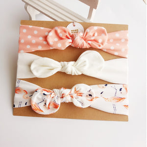 3Pcs Cute Rabbit Ear Baby Headband Neonata Bow Flower Elastic Bandanas Baby Girls Headbands Children Turban Hair Accessories Set