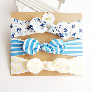 3Pcs Cute Rabbit Ear Baby Headband Neonata Bow Flower Elastic Bandanas Baby Girls Headbands Children Turban Hair Accessories Set