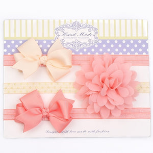 3Pcs Cute Rabbit Ear Baby Headband Neonata Bow Flower Elastic Bandanas Baby Girls Headbands Children Turban Hair Accessories Set