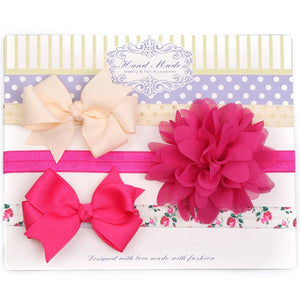 3Pcs Cute Rabbit Ear Baby Headband Neonata Bow Flower Elastic Bandanas Baby Girls Headbands Children Turban Hair Accessories Set