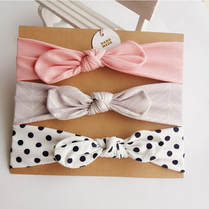 3Pcs Cute Rabbit Ear Baby Headband Neonata Bow Flower Elastic Bandanas Baby Girls Headbands Children Turban Hair Accessories Set