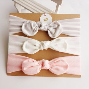 3Pcs Cute Rabbit Ear Baby Headband Neonata Bow Flower Elastic Bandanas Baby Girls Headbands Children Turban Hair Accessories Set