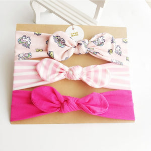 3Pcs Cute Rabbit Ear Baby Headband Neonata Bow Flower Elastic Bandanas Baby Girls Headbands Children Turban Hair Accessories Set