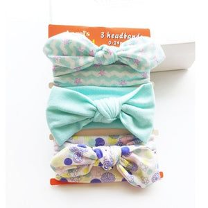3Pcs Cute Rabbit Ear Baby Headband Neonata Bow Flower Elastic Bandanas Baby Girls Headbands Children Turban Hair Accessories Set