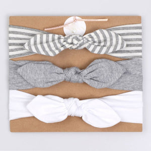 3Pcs Cute Rabbit Ear Baby Headband Neonata Bow Flower Elastic Bandanas Baby Girls Headbands Children Turban Hair Accessories Set