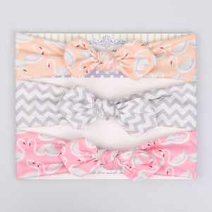 3Pcs Cute Rabbit Ear Baby Headband Neonata Bow Flower Elastic Bandanas Baby Girls Headbands Children Turban Hair Accessories Set