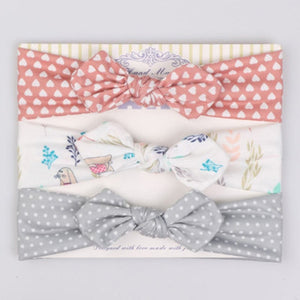 3Pcs Cute Rabbit Ear Baby Headband Neonata Bow Flower Elastic Bandanas Baby Girls Headbands Children Turban Hair Accessories Set