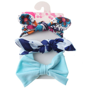 3Pcs Cute Rabbit Ear Baby Headband Neonata Bow Flower Elastic Bandanas Baby Girls Headbands Children Turban Hair Accessories Set