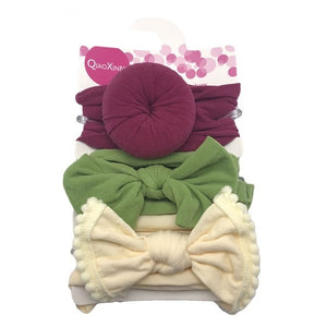 3Pcs Cute Rabbit Ear Baby Headband Neonata Bow Flower Elastic Bandanas Baby Girls Headbands Children Turban Hair Accessories Set