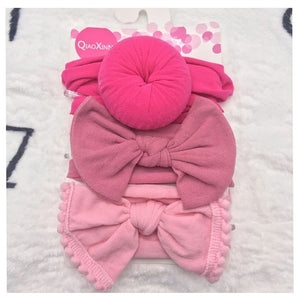 3Pcs Cute Rabbit Ear Baby Headband Neonata Bow Flower Elastic Bandanas Baby Girls Headbands Children Turban Hair Accessories Set