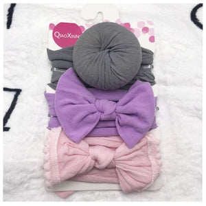 3Pcs Cute Rabbit Ear Baby Headband Neonata Bow Flower Elastic Bandanas Baby Girls Headbands Children Turban Hair Accessories Set