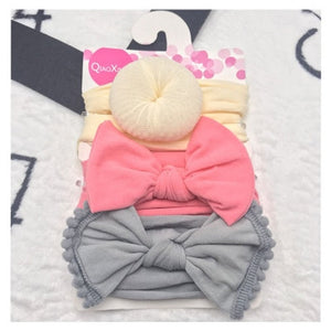 3Pcs Cute Rabbit Ear Baby Headband Neonata Bow Flower Elastic Bandanas Baby Girls Headbands Children Turban Hair Accessories Set