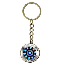 Load image into Gallery viewer, SONGDA Movie Iron Man Arc Reactor Keychain Tony Stark Marvel The Avengers 4 Age Of Ultron Glass Key Ring Car Cool Key Holder Men
