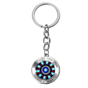 SONGDA Movie Iron Man Arc Reactor Keychain Tony Stark Marvel The Avengers 4 Age Of Ultron Glass Key Ring Car Cool Key Holder Men