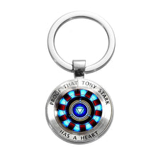 Load image into Gallery viewer, SONGDA Movie Iron Man Arc Reactor Keychain Tony Stark Marvel The Avengers 4 Age Of Ultron Glass Key Ring Car Cool Key Holder Men