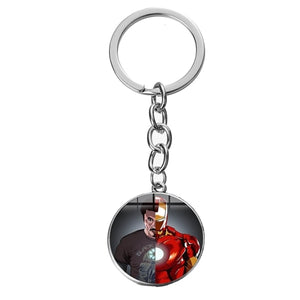 SONGDA Movie Iron Man Arc Reactor Keychain Tony Stark Marvel The Avengers 4 Age Of Ultron Glass Key Ring Car Cool Key Holder Men