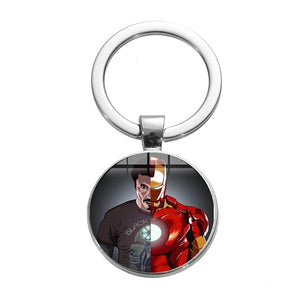 SONGDA Movie Iron Man Arc Reactor Keychain Tony Stark Marvel The Avengers 4 Age Of Ultron Glass Key Ring Car Cool Key Holder Men