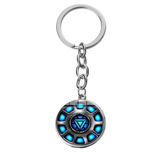 Load image into Gallery viewer, SONGDA Movie Iron Man Arc Reactor Keychain Tony Stark Marvel The Avengers 4 Age Of Ultron Glass Key Ring Car Cool Key Holder Men