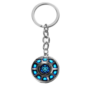 SONGDA Movie Iron Man Arc Reactor Keychain Tony Stark Marvel The Avengers 4 Age Of Ultron Glass Key Ring Car Cool Key Holder Men