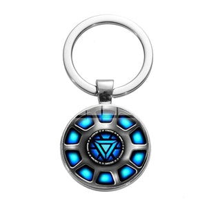 SONGDA Movie Iron Man Arc Reactor Keychain Tony Stark Marvel The Avengers 4 Age Of Ultron Glass Key Ring Car Cool Key Holder Men