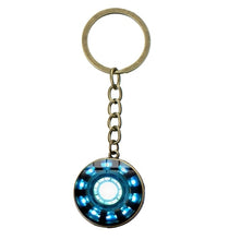 Load image into Gallery viewer, SONGDA Movie Iron Man Arc Reactor Keychain Tony Stark Marvel The Avengers 4 Age Of Ultron Glass Key Ring Car Cool Key Holder Men