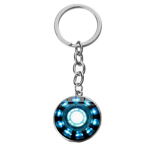 SONGDA Movie Iron Man Arc Reactor Keychain Tony Stark Marvel The Avengers 4 Age Of Ultron Glass Key Ring Car Cool Key Holder Men