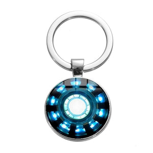 SONGDA Movie Iron Man Arc Reactor Keychain Tony Stark Marvel The Avengers 4 Age Of Ultron Glass Key Ring Car Cool Key Holder Men