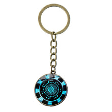 Load image into Gallery viewer, SONGDA Movie Iron Man Arc Reactor Keychain Tony Stark Marvel The Avengers 4 Age Of Ultron Glass Key Ring Car Cool Key Holder Men