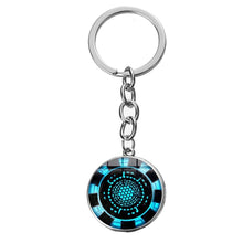 Load image into Gallery viewer, SONGDA Movie Iron Man Arc Reactor Keychain Tony Stark Marvel The Avengers 4 Age Of Ultron Glass Key Ring Car Cool Key Holder Men