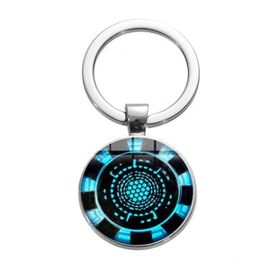 SONGDA Movie Iron Man Arc Reactor Keychain Tony Stark Marvel The Avengers 4 Age Of Ultron Glass Key Ring Car Cool Key Holder Men