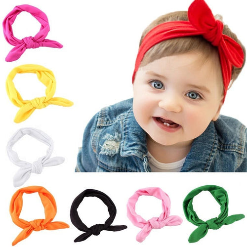 Baby Kids Girls Rabbit Bow Ear Hairband Headband Turban Knot Head Wraps Cotton Blends Unisex Black Pink Red Hot pink Green
