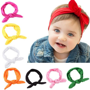 Baby Kids Girls Rabbit Bow Ear Hairband Headband Turban Knot Head Wraps Cotton Blends Unisex Black Pink Red Hot pink Green