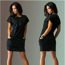 Load image into Gallery viewer, 2019 Women Summer Casual Red Mini Dress Short Sleeve O-Neck Slim Dress Streetwear New Elegant Ladies Party Short Dresses Vestido