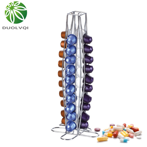 Duolvqi Coffee Pod Holder Dispenser Coffee Capsules Dispensing Tower Stand Fits Nespresso Capsule Storage Coffee Filter Holder