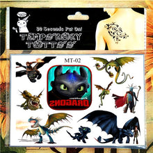 Load image into Gallery viewer, Children Temporary Tattoo Sticker Cartoon Tatoo Body Art Novelty Gag Toys for Dragon Knights Fans Waterproof 2-3 Days
