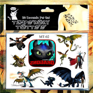 Children Temporary Tattoo Sticker Cartoon Tatoo Body Art Novelty Gag Toys for Dragon Knights Fans Waterproof 2-3 Days