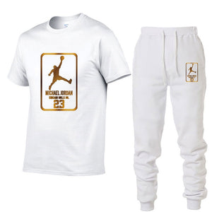 23 JORDAN Summer Hot Sale Men's Sets T Shirts+pants Two Pieces Sets Casual Tracksuit Male Tshirt Gyms Fitness trouser
